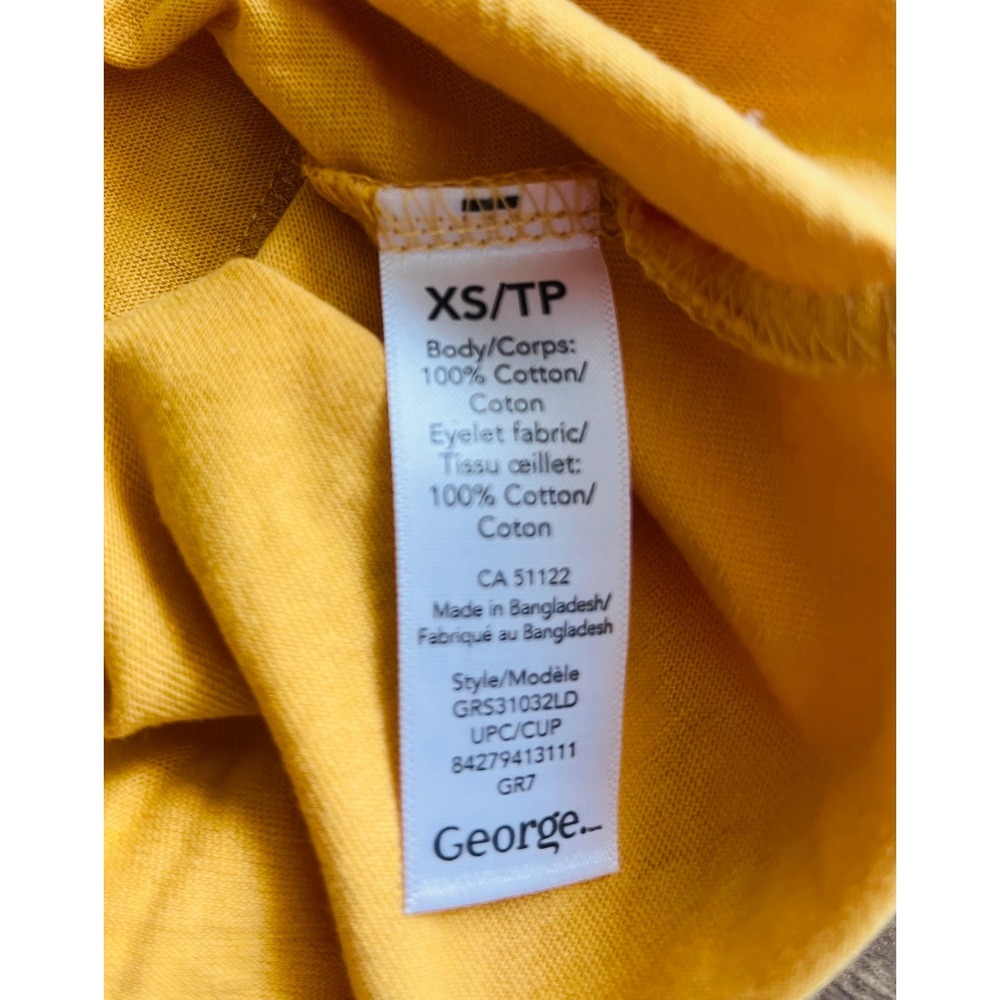 George Eyelet Tank Top Ruffle Sleeve Crochet Trim Yellow XS - Picture 7 of 7